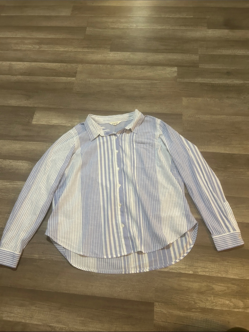 Lucky Brand Women's Blue & White Striped Button-Down Shirt